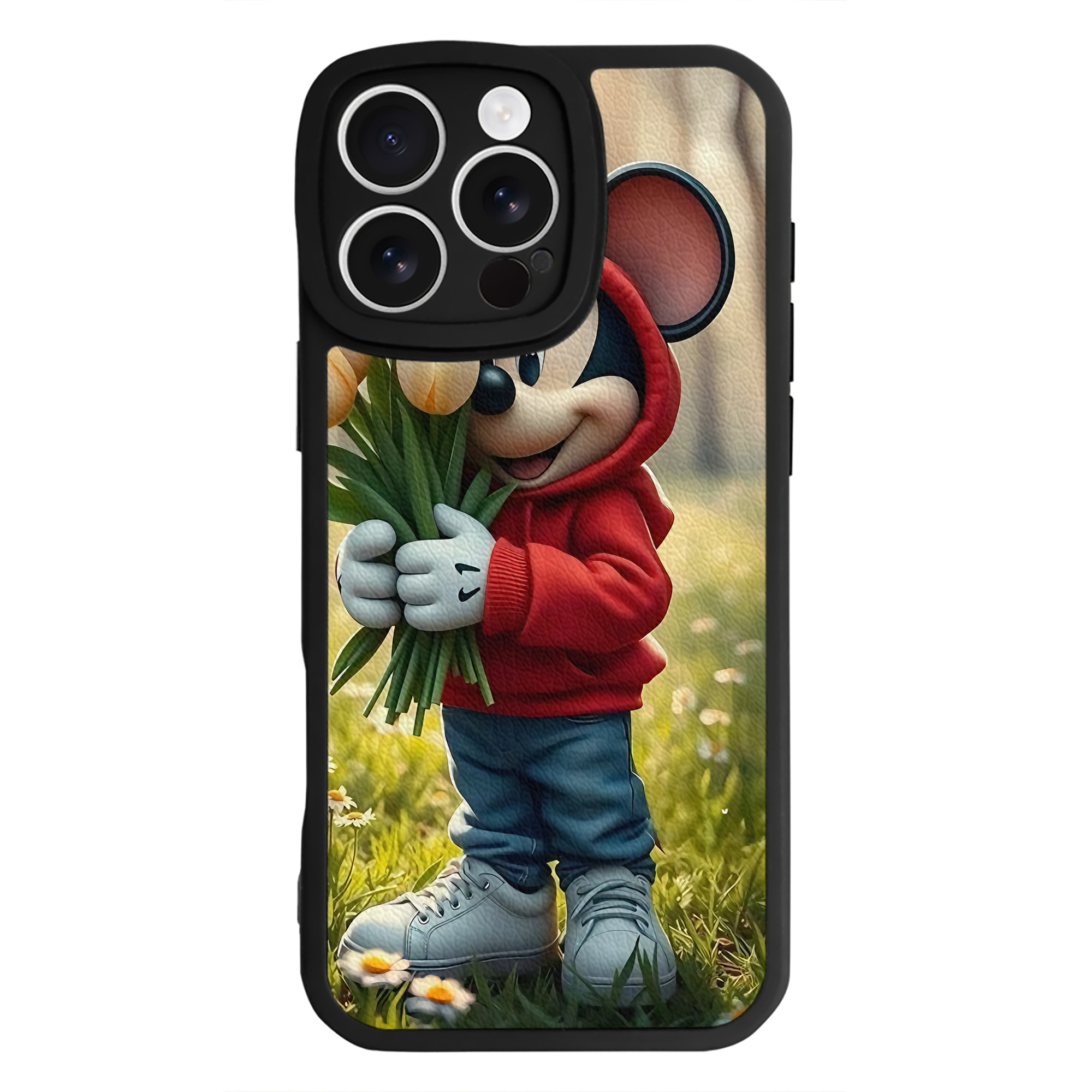 （画像用） ミッキーマウス Mickey Mouse 【iPhone 16シリーズ対応】シリコンスマホケース（レザー調） 材質：シリコン